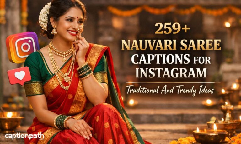 Nauvari Saree Captions for instagram Traditional And Trendy Ideas